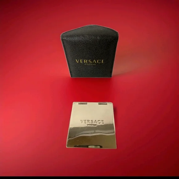Versace Gold Mirror Compact with Black Leather Case - Picture 5 of 7